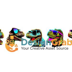 "Dino Shades" Funky Dinosaurs with Sunglasses Bundle (5-in-1) | DTF & Sublimation